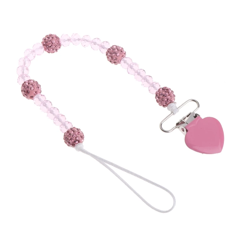 Lovely Crystal Hand Made Pacifier Clips Soother Chain Dummy Soother Nipple Leash Strap Baby Love
