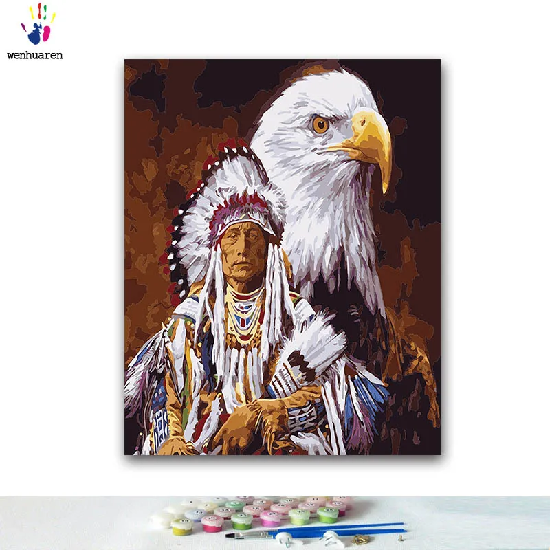 

DIY Coloring paint by numbers People and animals paintings by numbers with kits 40x50 framed