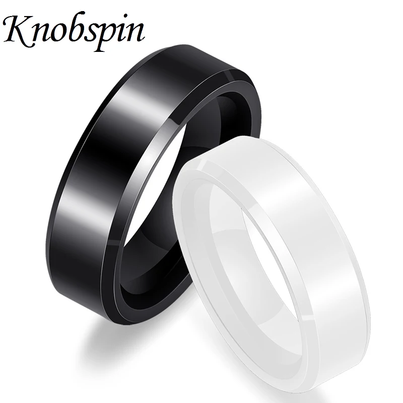 

2018 New Fashion Simple 6mm Black/White Ceramic Ring for Men Women Trendy Couple Ceramic Ring Jewelry US Size 6-10 anillos