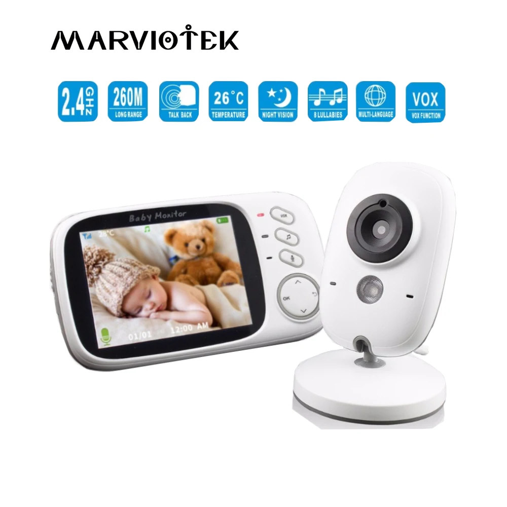 

VB603 Wireless Baby Monitor Video Color High Resolution Baby Nanny Security Camera Night Vision Temperature Monitoring 3.2 inch