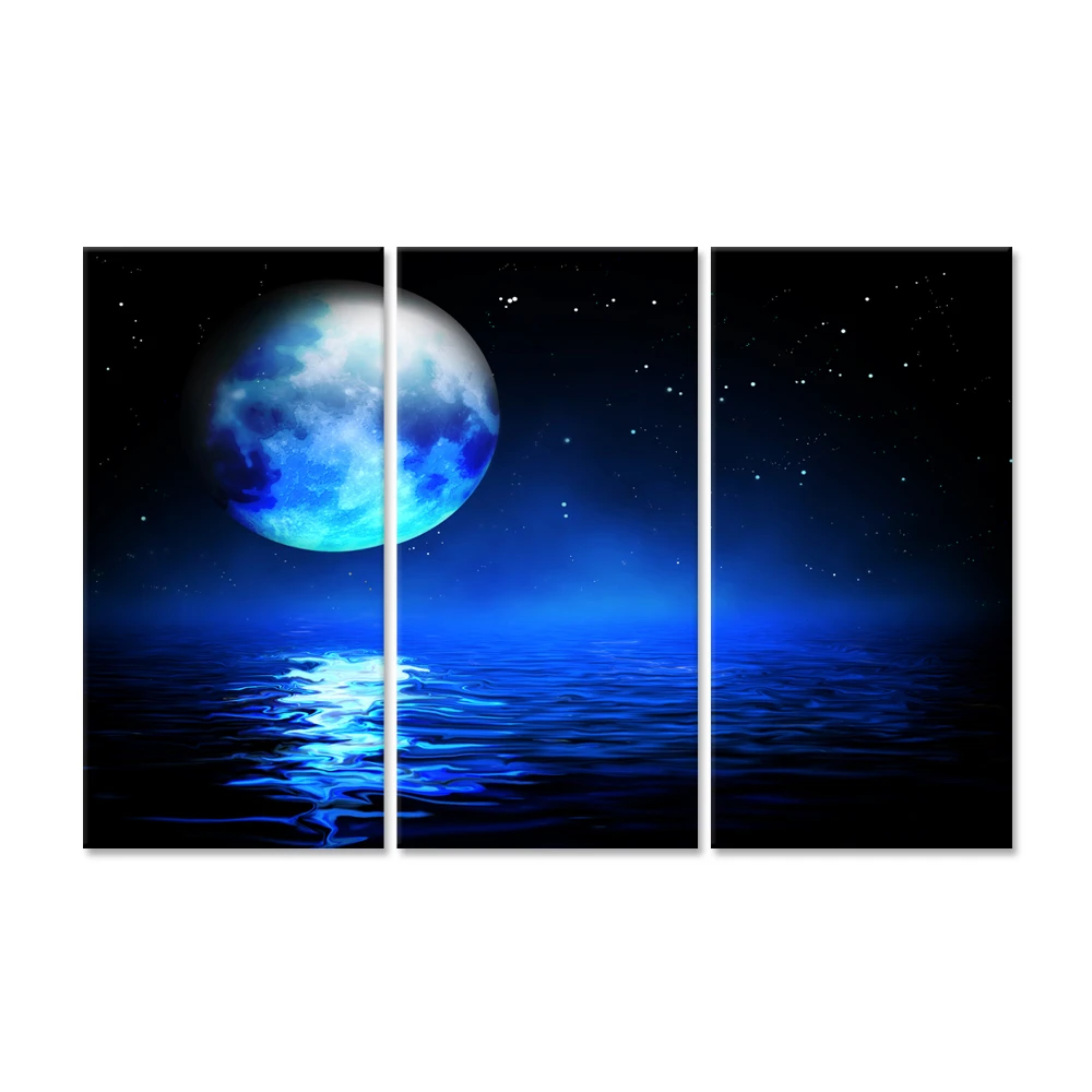 

3 Panel Canvas Painting Mordern Eeath on the sea Paintings For Room Home Wall Decor without Framre is free shipping SJM1608032