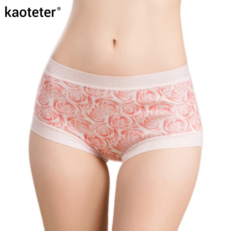 

100% Pure Silk Women's Panties Femme Seamless Lace Sexy Woman Boyshort Simple Women Print Floral Female Underwear Ladies