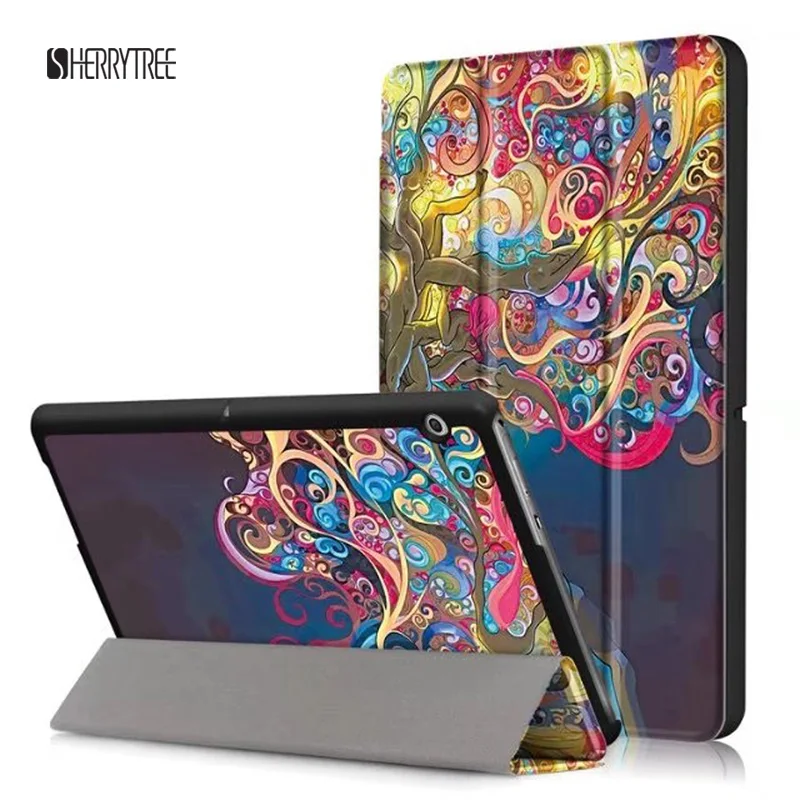 30PCS/Lot Luxury Print Stand PU Case For Huawei Mediapad T3 10 Tablet 9.6'' Slim Protective Cover