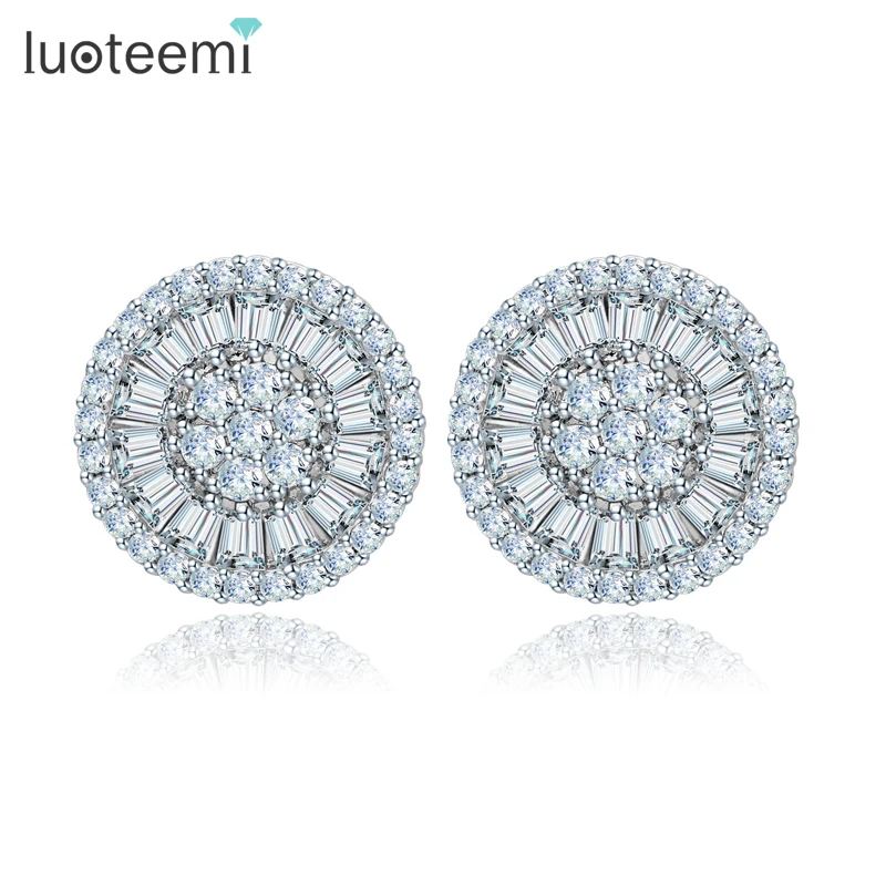 Luoteemi AAA+ Топ ясно CZ Шарм круглый Серьги-гвоздики для женские модные топы Роскошные ювелирные изделия оптом простой Интимные аксессуары