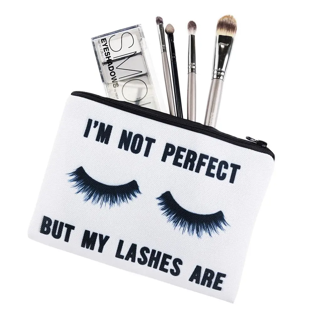 

Fashion Eye Lashes Letter Printed Woman Drawstring Makeup Bag Zipper Clutch Bag Cosmetic Organizer Organizador De Bolsos