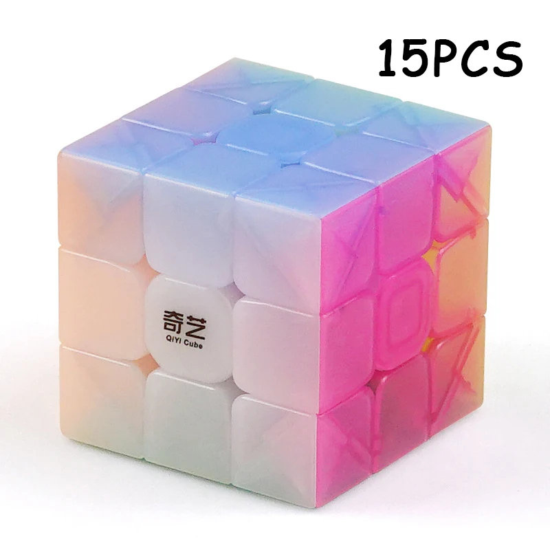 

15PCS Hot sale QiYi Warrior Magic cube 3x3x3 Professional Jelly Color Cubo magico Speed Twist Puzzle Neo Cube Toys For Children