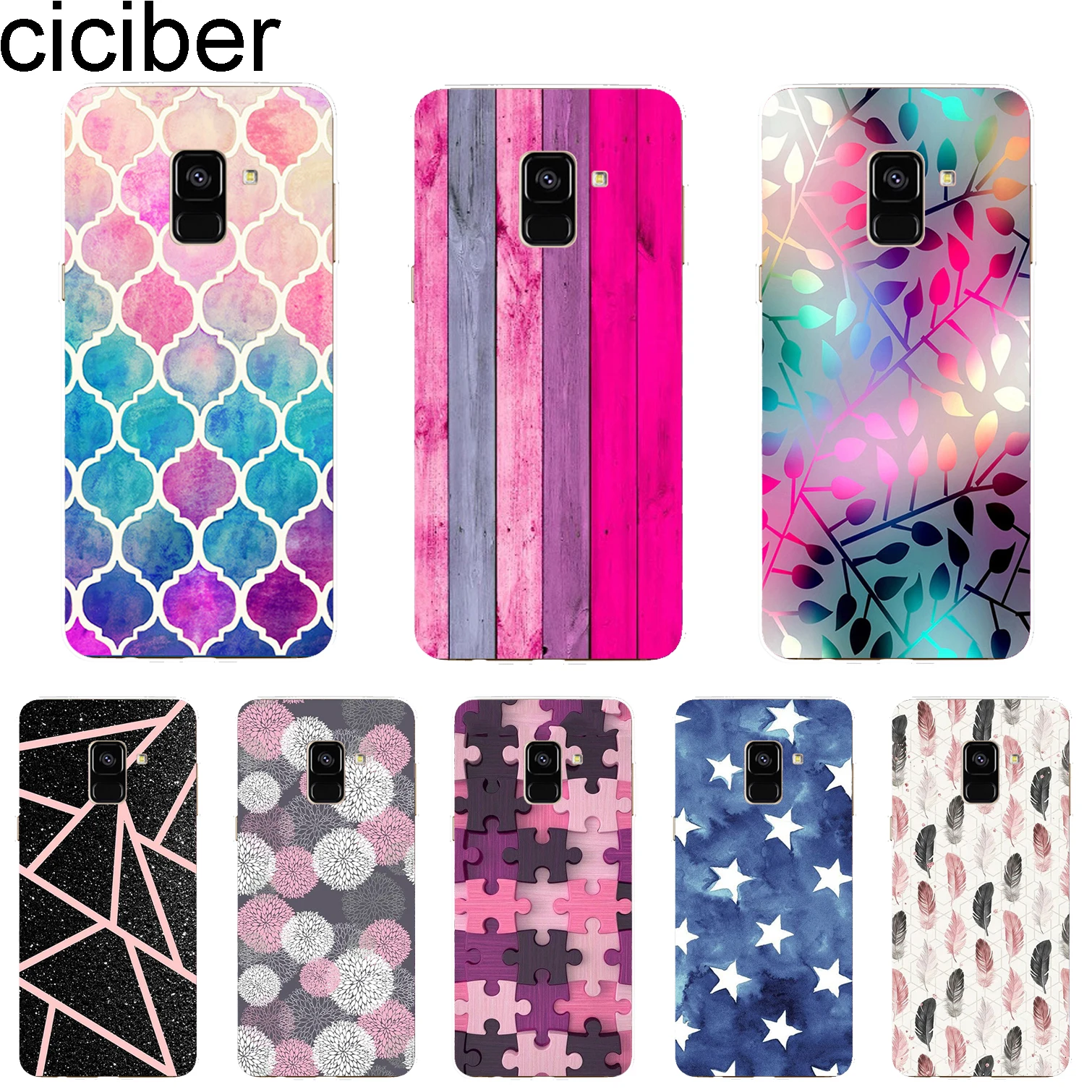 ciciber Cover For Samsung Galaxy A8 A7 A5 A6 A9 A3 2018 2017 2016 A6S Plus Star Phone Cases Soft TPU Color Background Pattern |