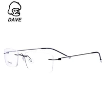 DAVE, титановые очки без оправы для близорукости, квадратные очки с памятью, оптическая оправа для очков, очки для мужчин и женщин, фирменный дизайн