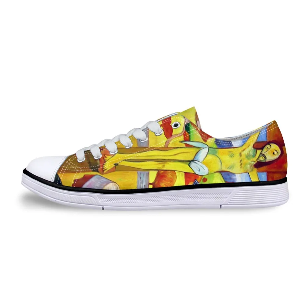 

Men Casual Painting Art Print Shoes Male Lace-up Vulcanized Low-Top Canvas Shoe Designer Flat boy master pieces Paul Gauguin