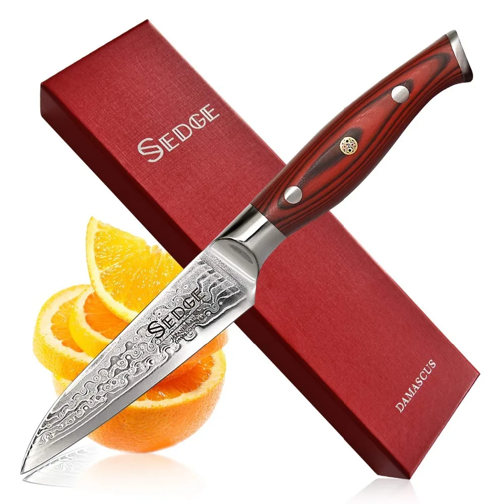 

Sedge - Pro Paring Knife 4 Inch - Japanese Damascus AUS-10V High Carbon Steel with Non-Slip Ergonomic G10 Handle - SD-S series