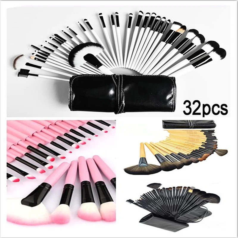 

High Quality Professional Powder Foundation Brush 32pcs Makeup Brushes Set kit Cosmetic Real Make Up Tools blush brush with Bag