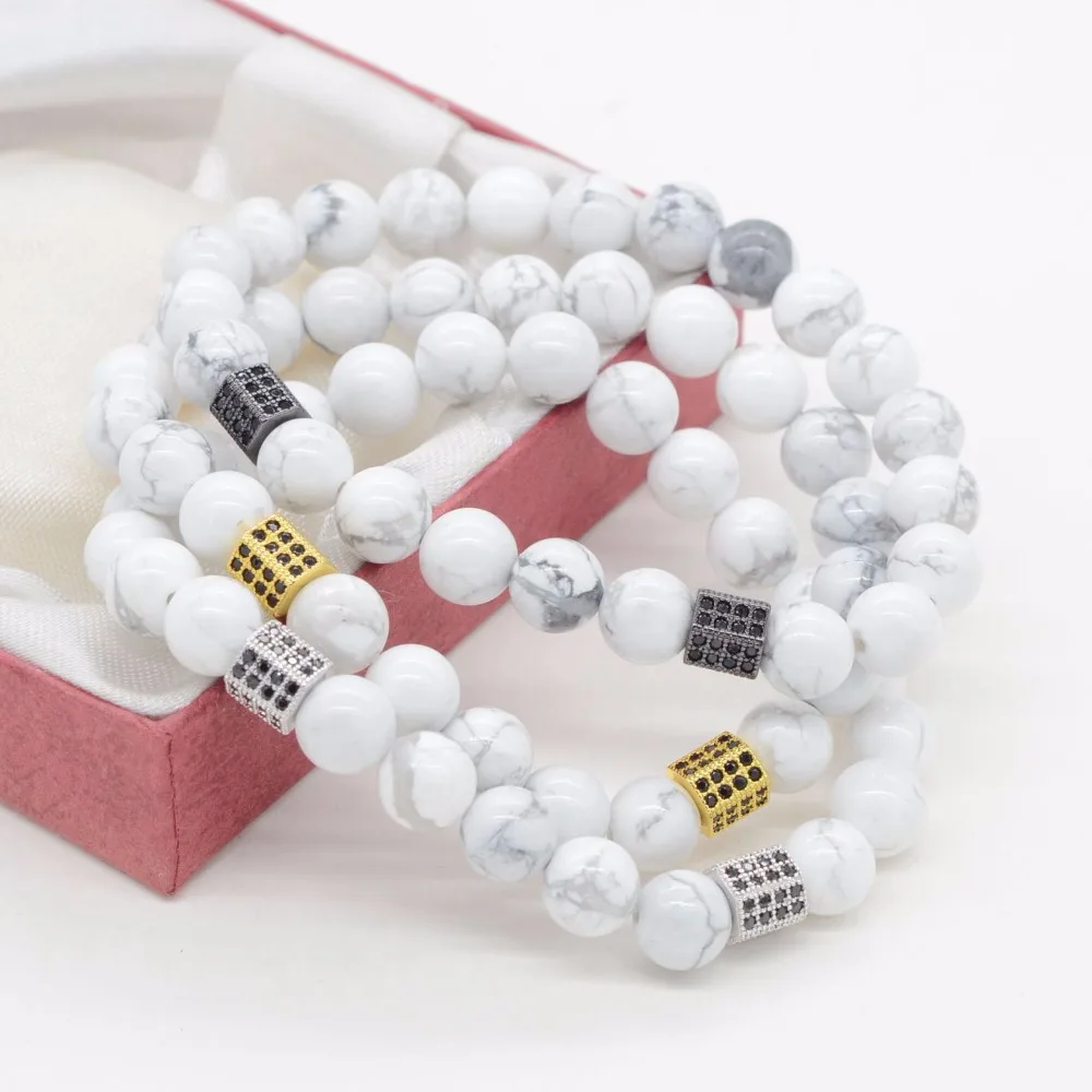 10 шт. Лидер продаж последнее поступление мужской подарок braceleet природа Howlite