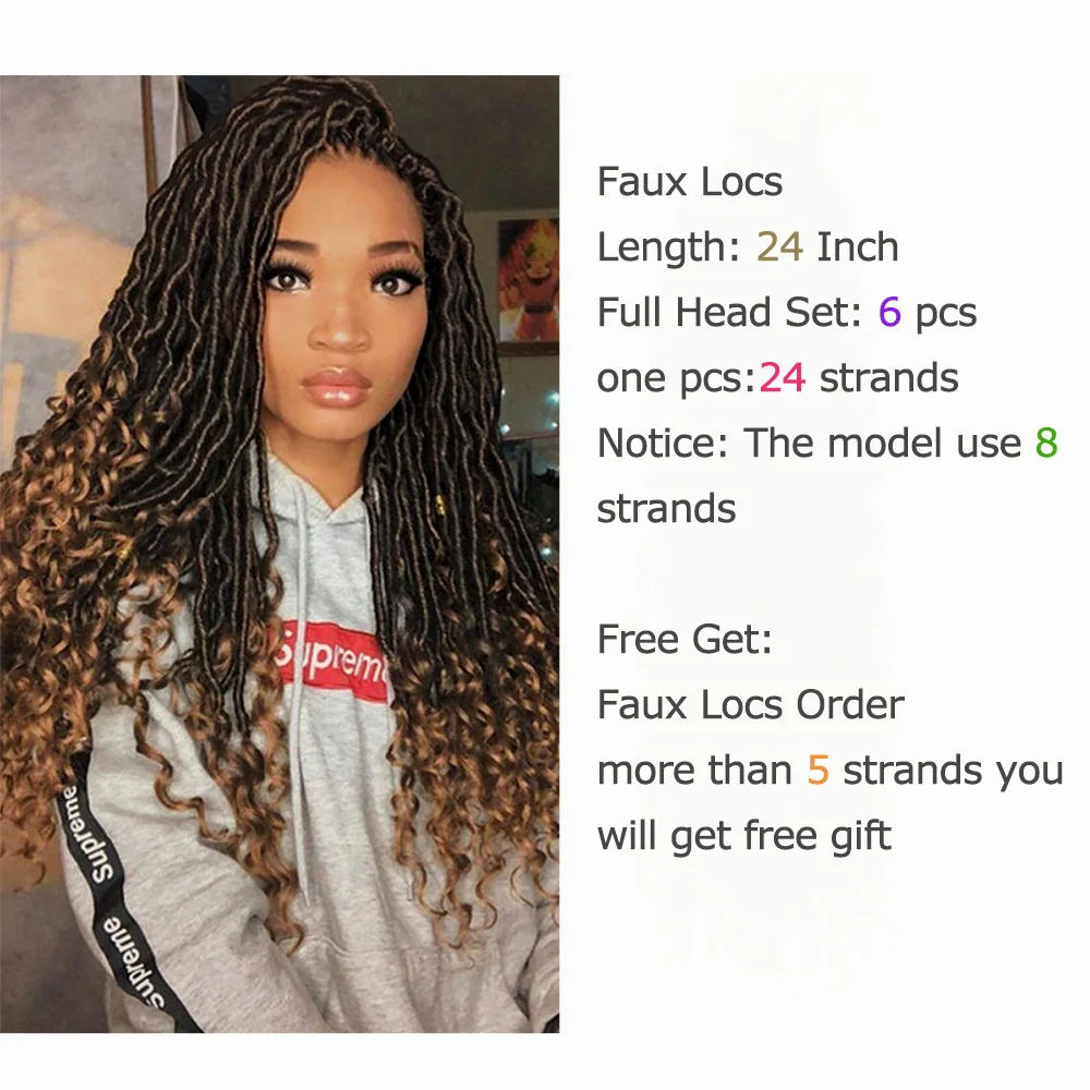 I's a wig Ombre Crochet Braids Faux Locs Hairs Braiding Hair Extensions 24 Strands/pack Synthetic Dreadlocks Hair I's a wig Ombre Crochet Braids Faux Locs Hairs Braiding Hair Extensions 24 Strands/pack Synthetic Dreadlocks Hair