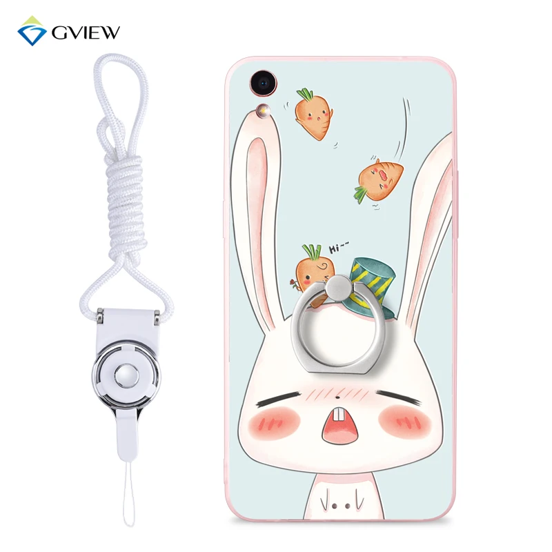 Gview 3D Relief Printing Soft TPU+PC Hard Back Cover Case For OPPO R9 With Ring Holder Phone Bag Coque Plus |