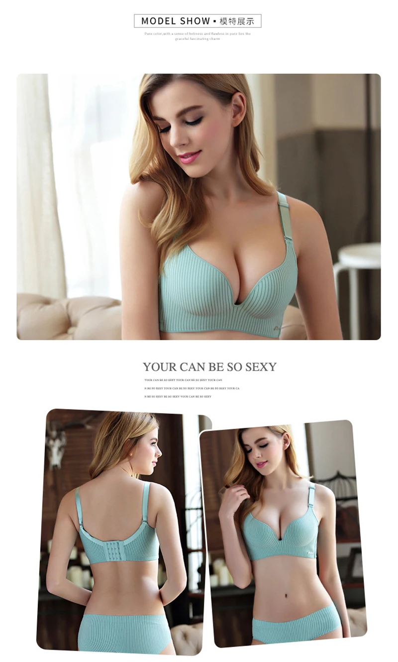 2022 High-end Brand Romantic Temptation Bra Set Women Striped Underwear Set Hot Sale Push Up Seamless Lingerie Female Sets 90C sexy bra set