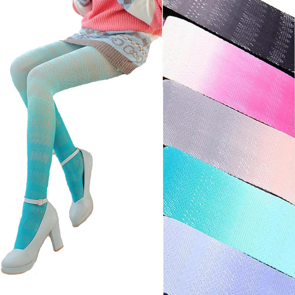 Women Lolita Hollow Out Floral Lace Pantyhose Fishnet Kawaii Tights Stocking