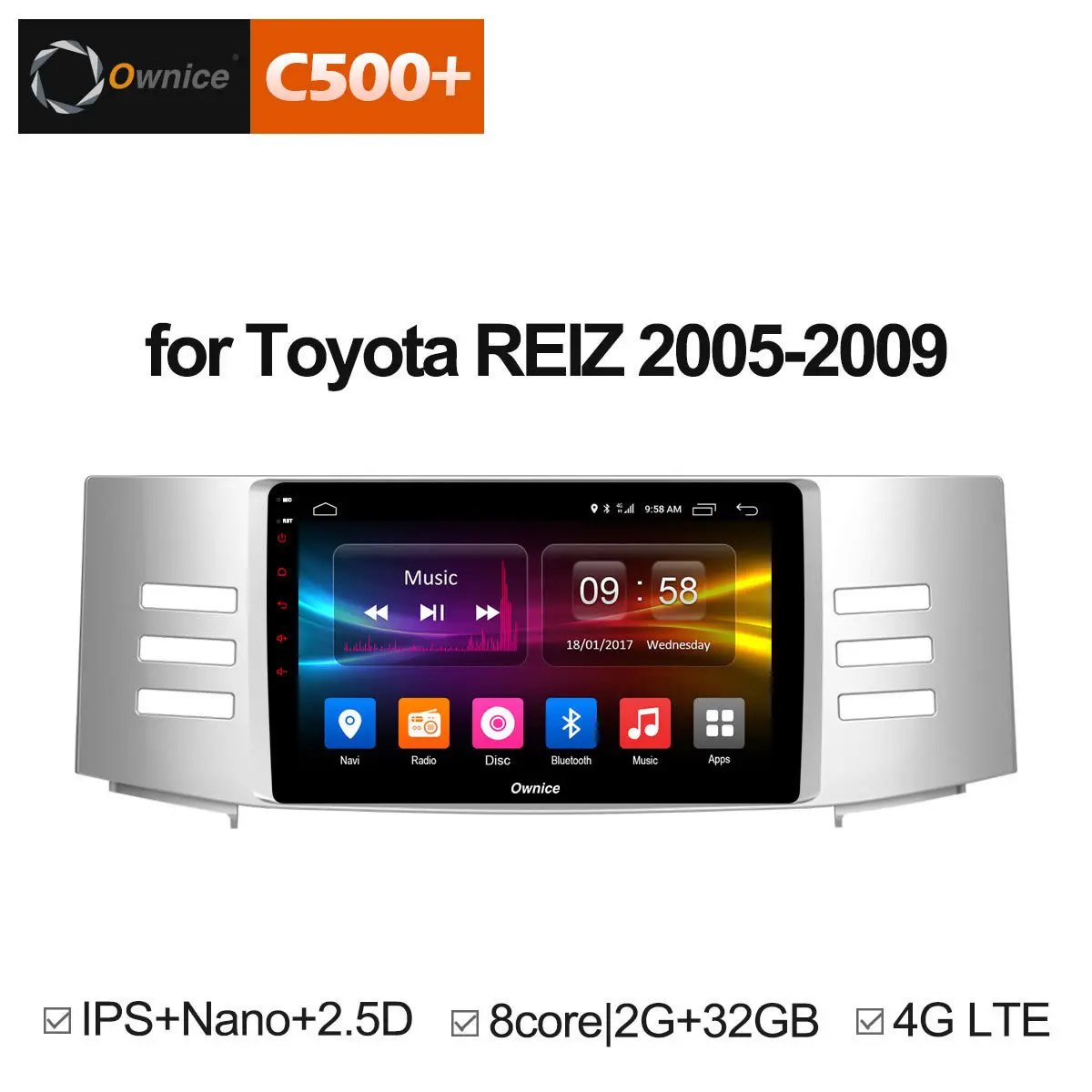 Top Android 8.1 car radio player GPS Navigation Intelligent System Multimedia for Toyota Reiz Mark X 2005 2006 2007 2008 2009 DVD PC 1