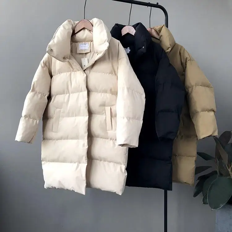 

Winter Women Jacket Pure Color Long Down Cotton Padded Coat Loose Thickened Pregnancy Clothes Winter Maternity Clothes