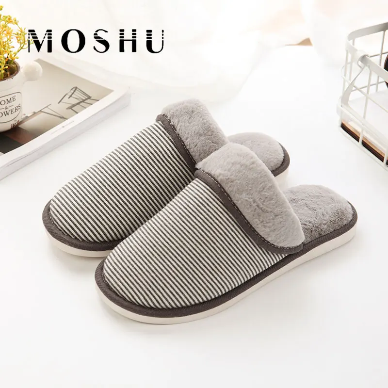 

Winter Men Slippers Indoor Plush Home Bedroom Fur Slides Soft Antiskid Men Flats Shoes Zapatos Hombre