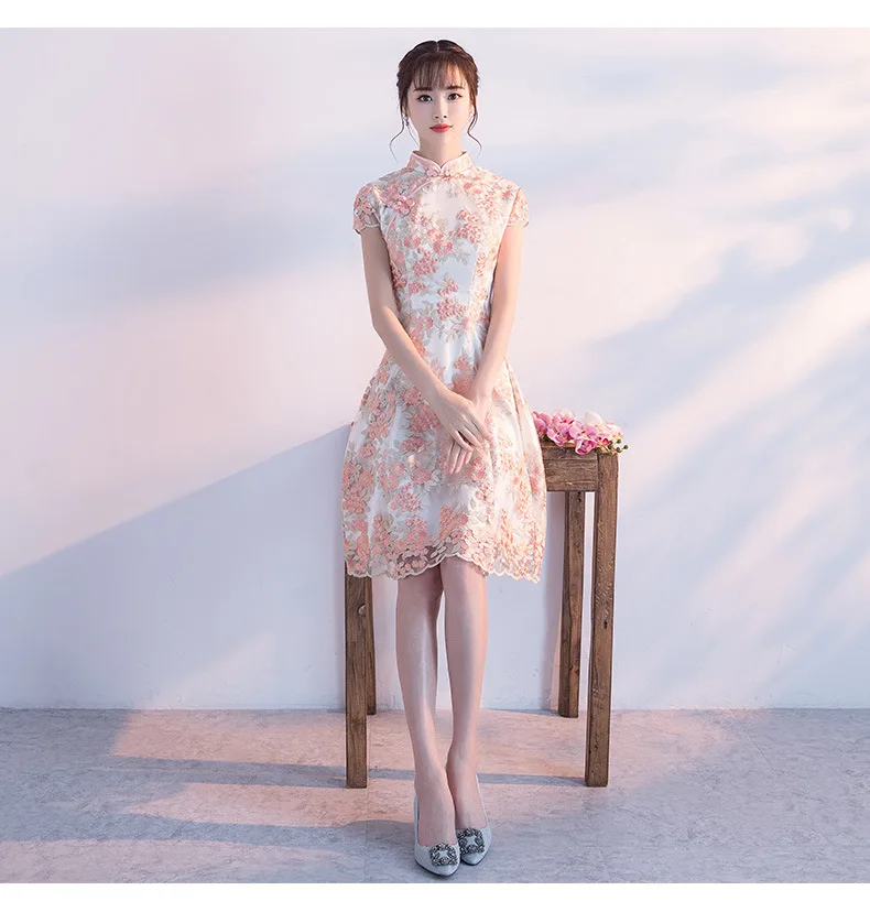 Пикантные китайские свадебное платье Qipao Мини Cheongsam модные короткие Qi Pao традиционный для женщин вечернее платье, китайское невесты