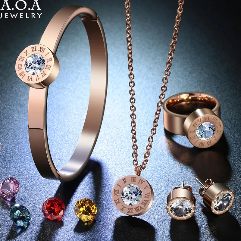 Hot Sale Stainless Steel Famous Brand Jewelry Set Roman Numerals