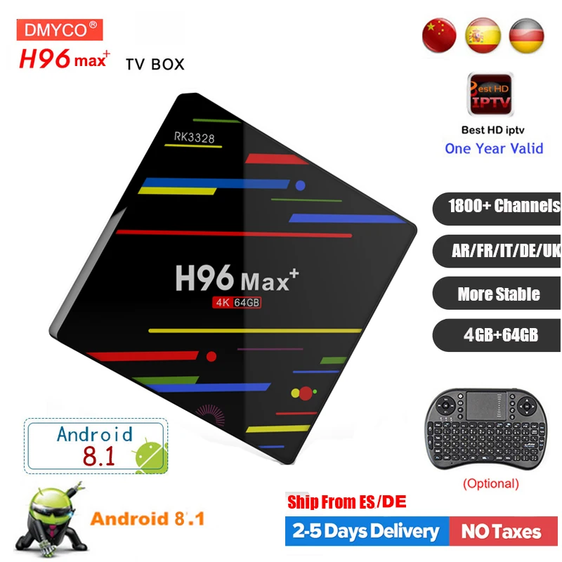 

h96 max android 8.1 tv box 2018 4gb 64gb RK3328 Quad-Core 64bit 2.4G/5G Wifi 4K Media Player support portugal iptv subscription
