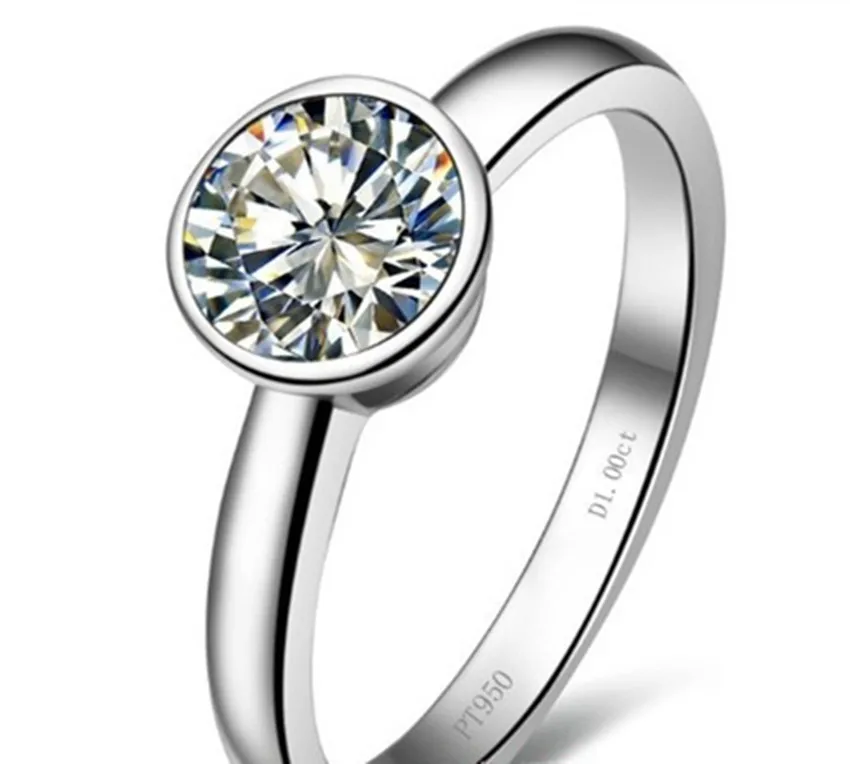 New Design 1 CT Round Brilliant SONA Simulate Diamond Ring With Band Original Sterling Silver Ring With Box