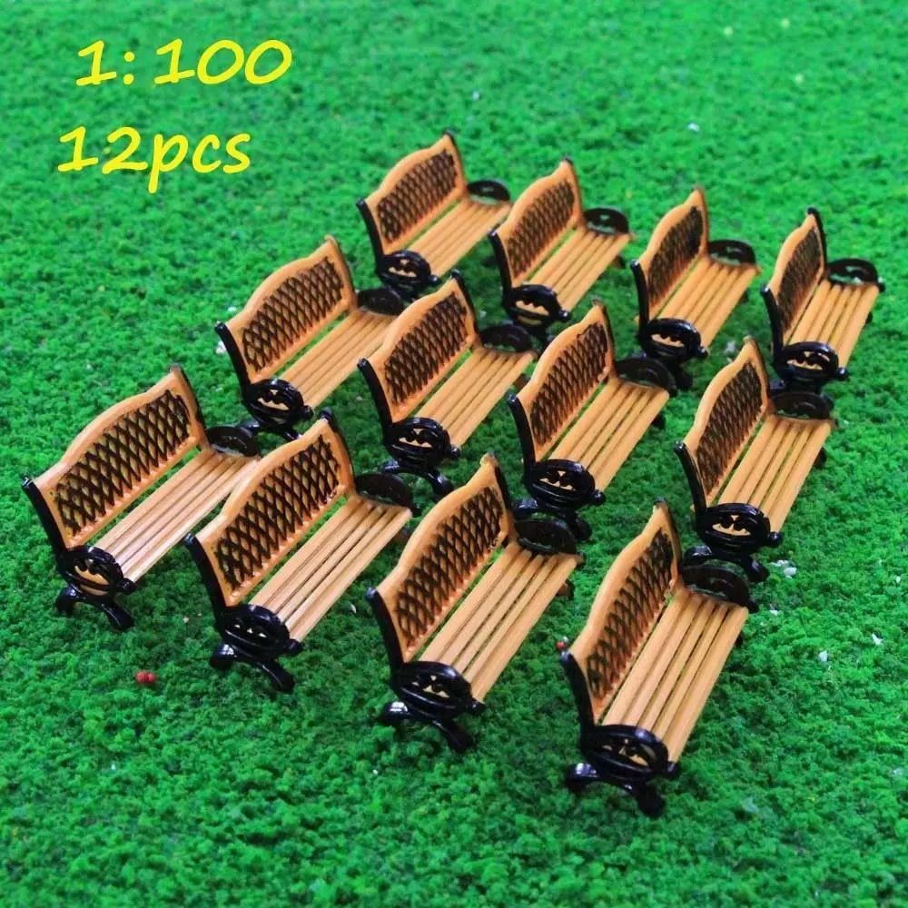

12pcs Model Train Chairs Yellow Platform 1:100 TT Scale Park Street Seat Bench Chair Settee ZY36100OB