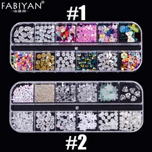 12 сетки аксессуары для дизайна ногтей блестки драгоценный камень Икра горный хрусталь Кристалл Блеск жемчуг шарик акриловый УФ гель 3D Советы украшения Маникюр