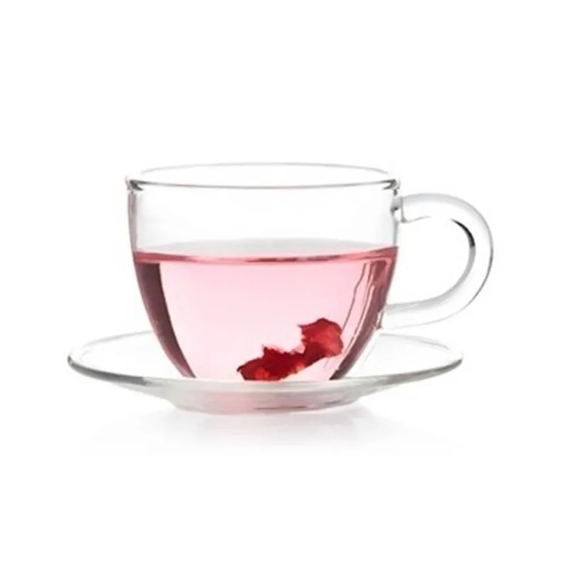 Tea Set 80ml Heat Resistant Clear Glass Coffee Tea Cups Mugs +saucer