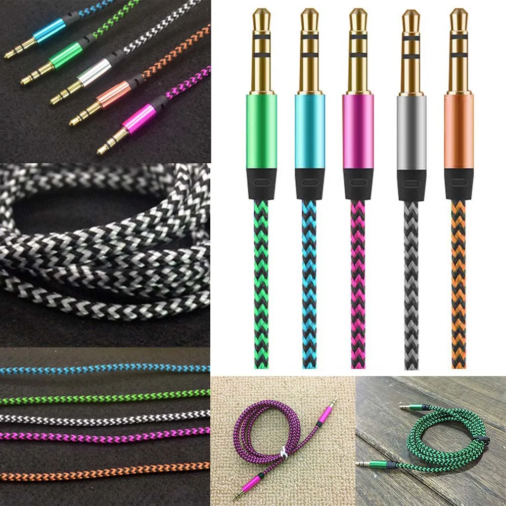 3.5mm AUX Male to Male Stereo Jack Headphone Speaker Lead Cable Braided Durable on Aliexpress