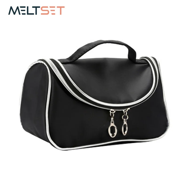 

Makeup Storage Bag Black Cosmetic Pouch Organizer with Make Up Brush Holder Women Fashion Handbag Men's Travel Toiletry Bag Tote