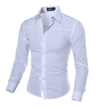 

Mens Long Sleeve Slim Fit Dress Shirt Business Work Luxury Formal Casual shirt Single Breasted Plaid Turn Down Collar Cloth