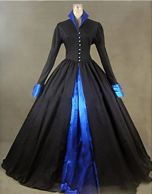 Рококо викторианский костюм женское платье костюм для вечеринки маскарадный Черный винтажный карнавальный костюм платье