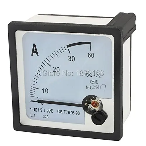 

SQ72 AC 0-30A Square Panel Meter Gauge Current Analogue Analog Ammeter 72*72mm