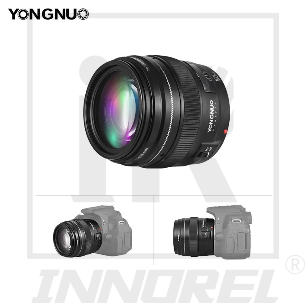 YONGNUO YN100mm F2 AF/MF Средний телеобъектив для Canon EOS DSLR камера 100 мм фиксированное фокусное расстояние EF монтажный порт 600D 60D 80D 6D 5D3