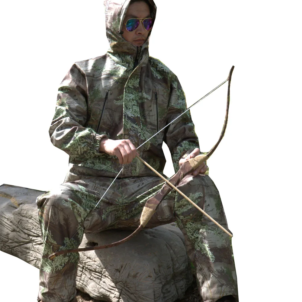 Мужской водонепроницаемый Камуфляжный костюм, 3D охотничий костюм, снайперская армейская куртка CS, комплект со штанами