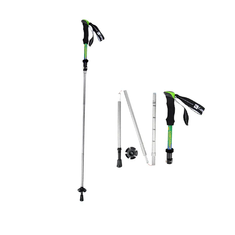 Portable Trekking Pole Outdoor Alpenstock Durable Five - Section Folding Adjustable Impact Walking Cane #2O30 (17)