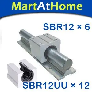 SBR12-200//440//650MM LINEAR SLIDE GUIDE 6 RAIL+12 SBR12UU Bearing Block CNC set