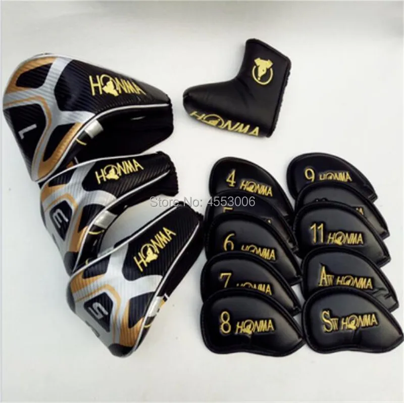 

New Honma Golf Club Head Covers Driver Fairway Woods #1 #3 #5 Irons #4-11AS Putter Complete Set Headcovers Free Shipping