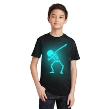 LYTLM/Детская футболка с принтом черепа, футболки светится в темноте, одежда футболка в стиле хип-хоп рок футболки для маленьких мальчиков и девочек