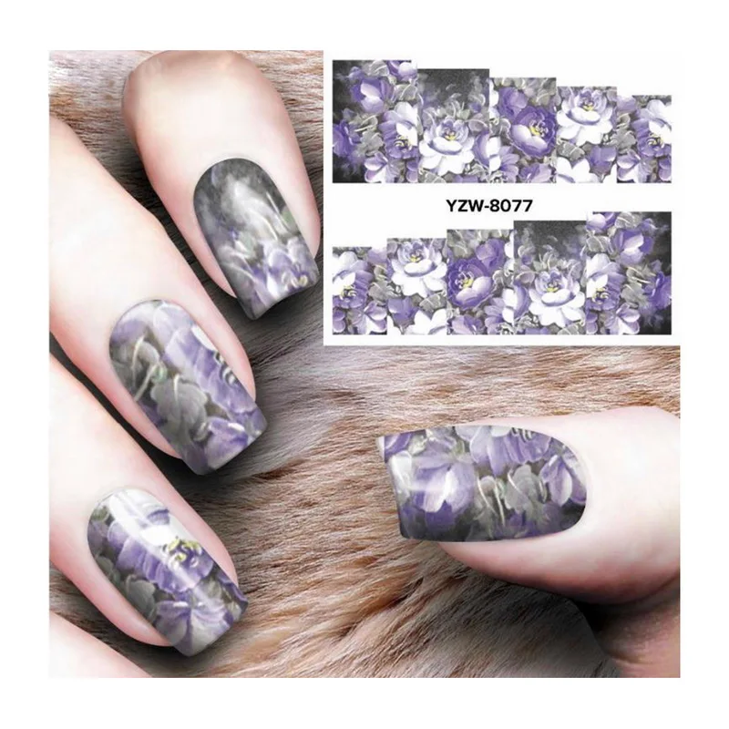 Hottest 1pc Water Transfer Sticker Nail Art Decals Flower Pattern