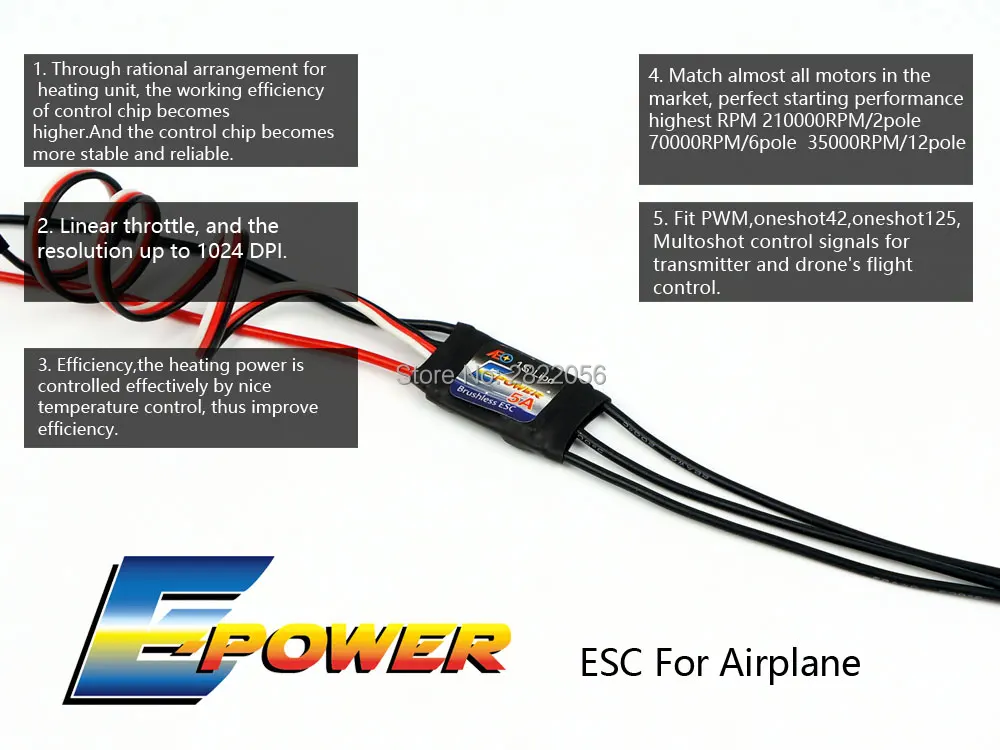 AEORC E-power ESC контроллер скорости двигателя 1S5A 2S5A 10A 20A 30A 40A бесщеточный ESC для RC самолета с UBEC для RC FPV квадрокоптера