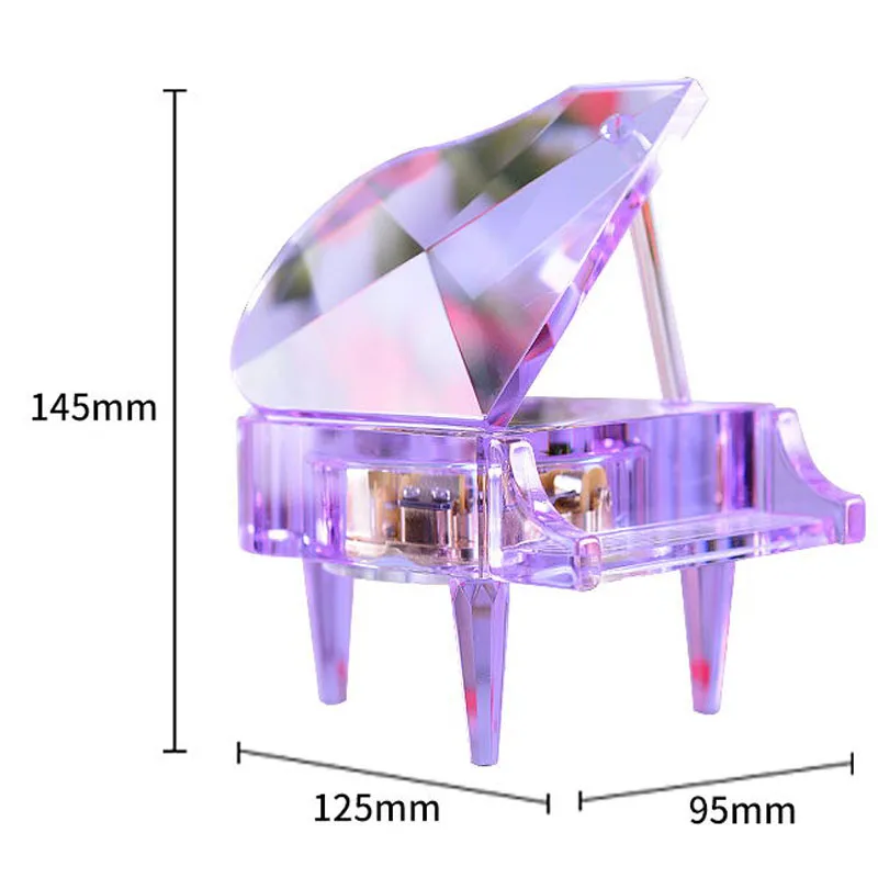 K9 Crystal Piano Music Box Eight Music Box Customize Frame Clockwork Romantic Creative Figurines Crafts Ornaments Birthday Gift