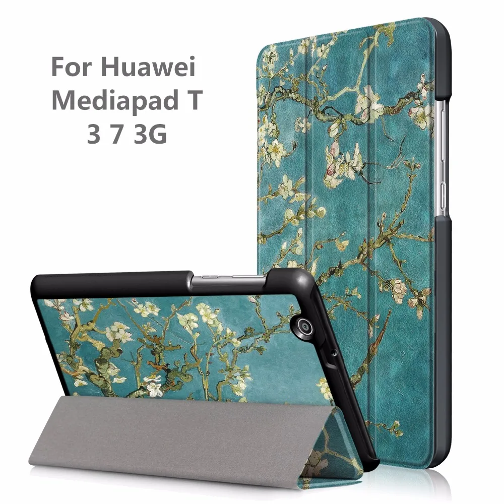 

Magnetic pu leather print Case For Huawei MediaPad T3 7 3G BG2-U01 Protective Smart Cover + gift