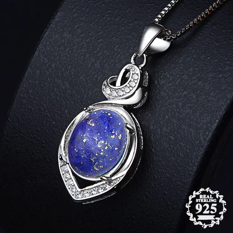 

NOT FAKE S925 Sterling Silver Lapis Lazuli Pedants Artisan Antique For necklace Chalcedony Blue India