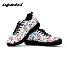 Doginthehole милые зубные оборудование узор кроссовки женские спортивный Бюстгалтер с сеткой дышащие женские прогулочные туфли на открытом воздухе Нескользящие Zapatillas