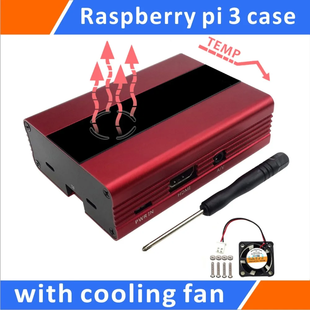 

Raspberry Pi 3,Pi 2, B+ Aluminum Case With Fan(Red)