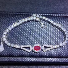 Натуральный рубин браслет цепочка 0.6ct драгоценный камень Рубин серебро 925 пробы за ювелирные изделия для женщин# SB19011804
