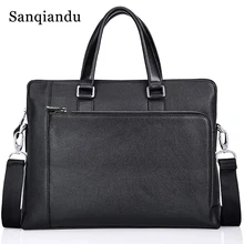 Sanqiandu роскошный деловой мужской портфель из натуральной кожи, мужская сумка на плечо, мужская сумка-мессенджер, сумка-тоут, Компьютерная сумка